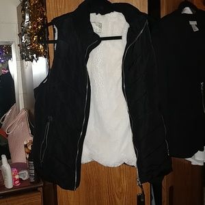 Black fuzzy vest